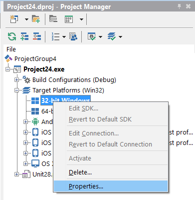 Project Manager - Platform Properties