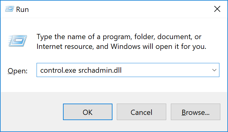 control.exe srchadmin.dll